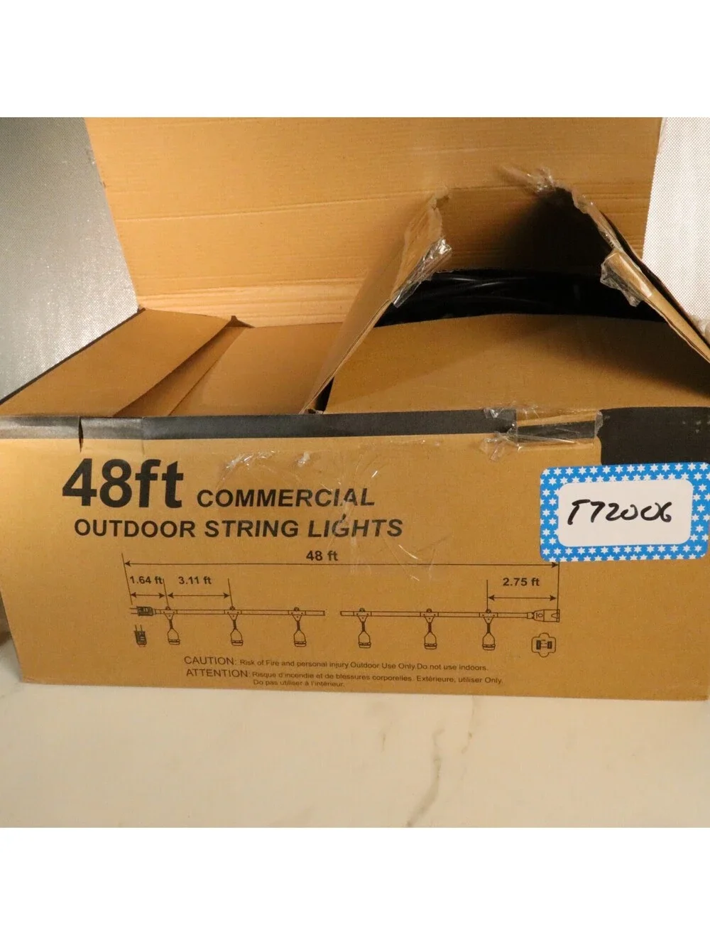 48ft Commercial Outdoor String Lights Patio Bistro Cafe Open Box UNUSED